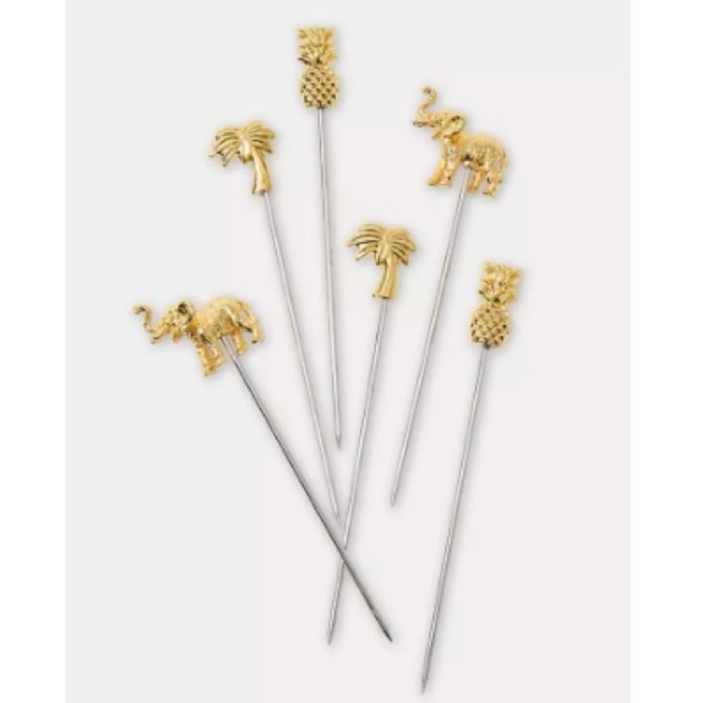 Lilly Pulitzer Gold Metallic Appetizer Sticks NWT